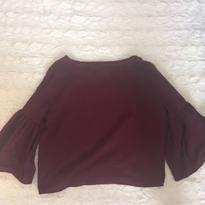 Maroon slightly cropped bell sleeve top